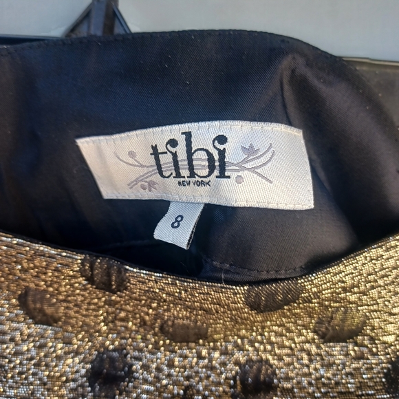 Tibi New York gold metallic black polka dots mini skirt 8. - Picture 3 of 3